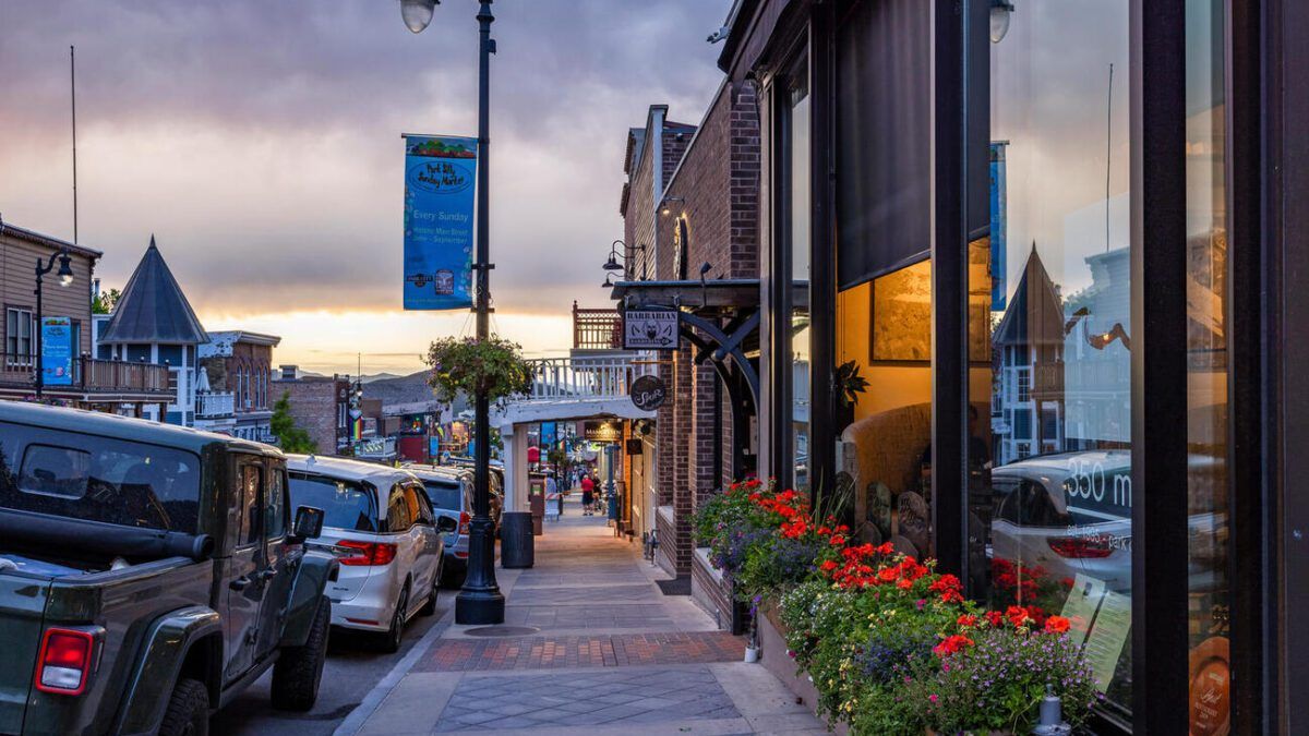 Main Street Park City at dusk
